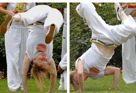 Capoeira movement performed by Estagi&aacute;ria Justyna