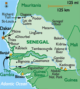 Map of Senegal - courtesy of www.worldatlas.com