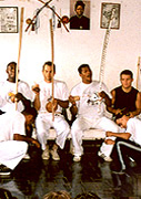 Mestre Ediandro and Contra-Mestre Cear&aacute; leading a Roda, Santos, Brazil